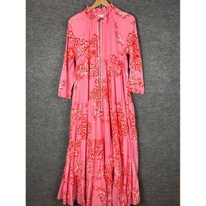 Eywasouls Cora Dress malibu Pink Floral Maxi Dress Ruffle‎ Long Sleeve XS/S